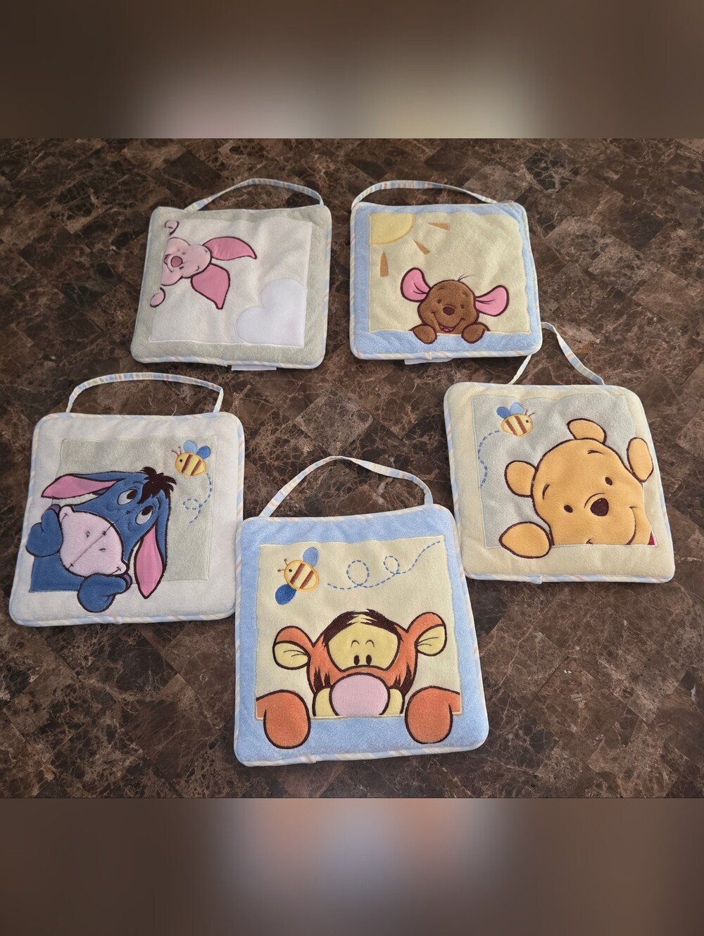 Winnie the Pooh soft baby nursery fabric wall hanging decoration set of five